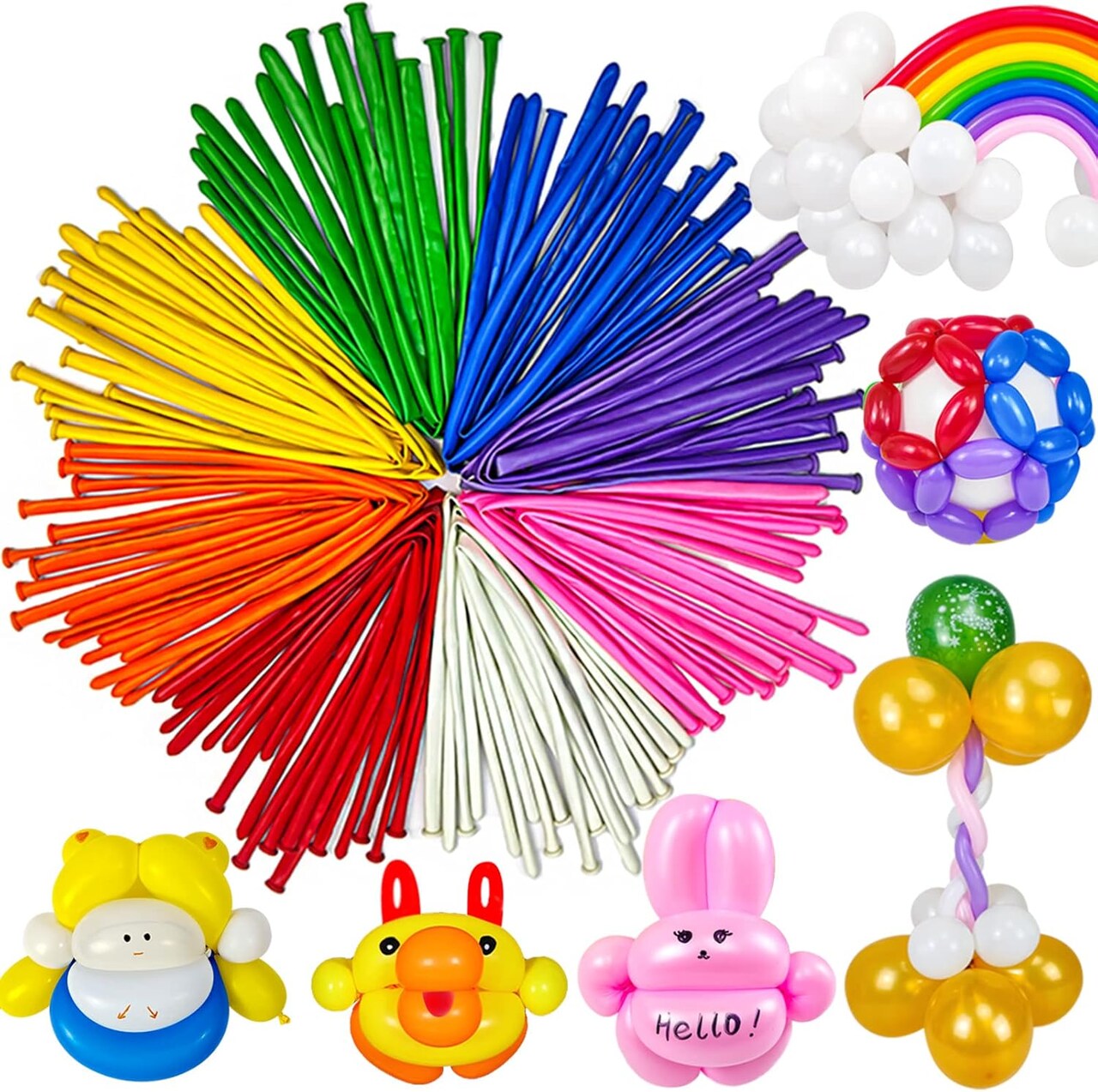 260 Balloons, Long Balloon Animal Twisting Balloons for for Animal Shape Birthdays Clowns Pack of 100(multi)